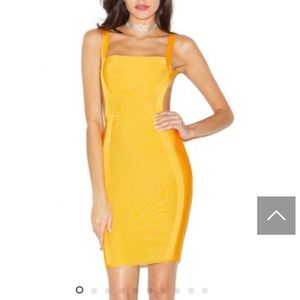 Saffron Yellow Backless Bandage Dress